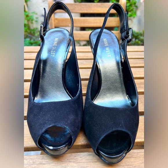 NINE WEST Peep-toe Suede Heels - Picture 1 of 6